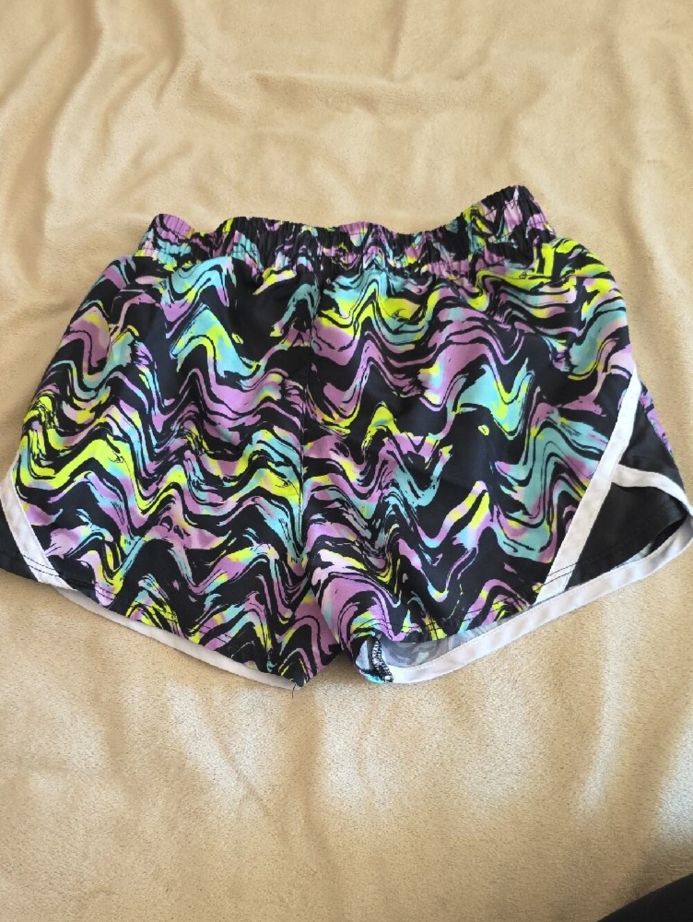 Under Armour Black Neon Swirl Girls' Athletic Shorts - Picture 3 of 3
